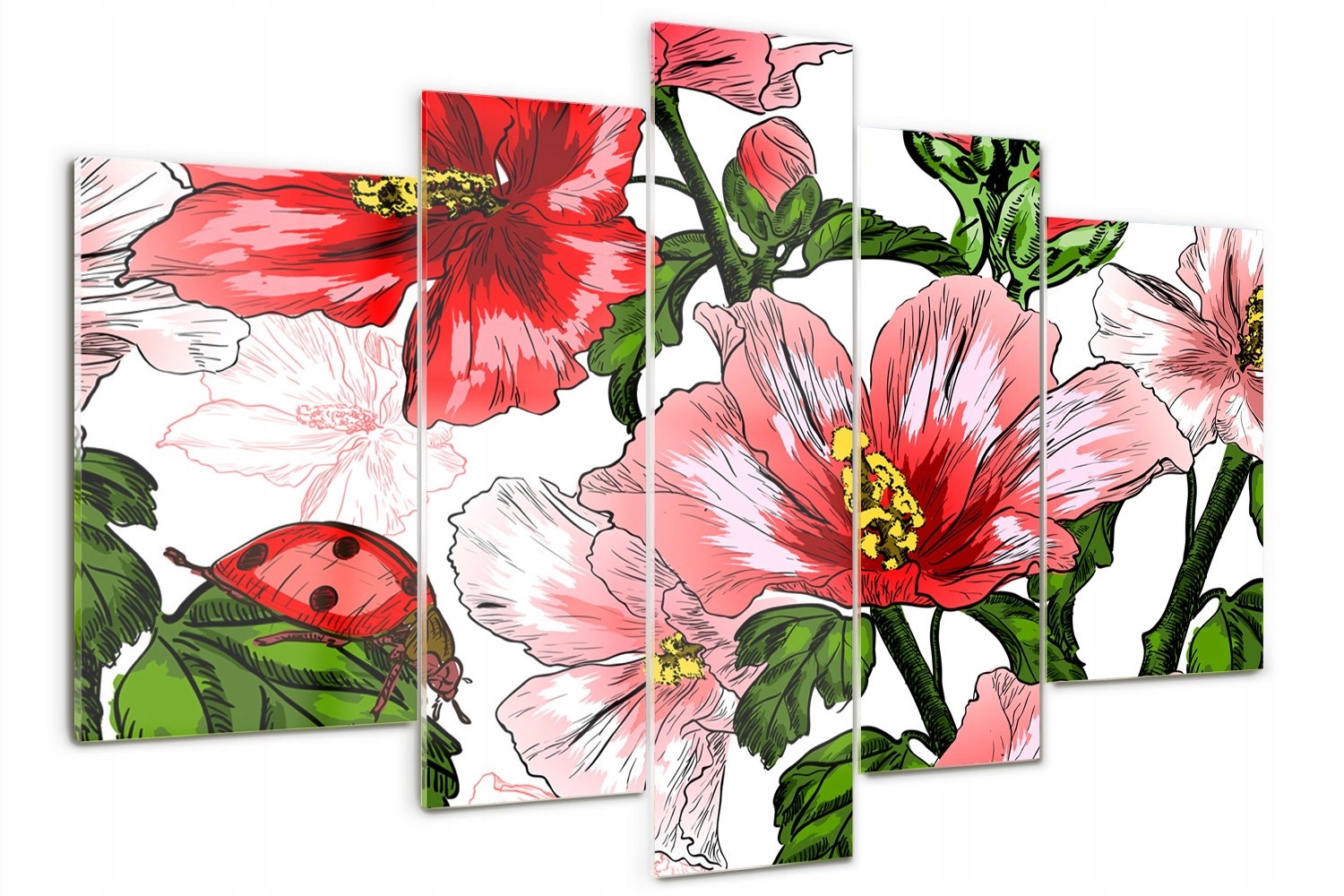 Skleněný obraz velký nástěnný triptych Hibiskus