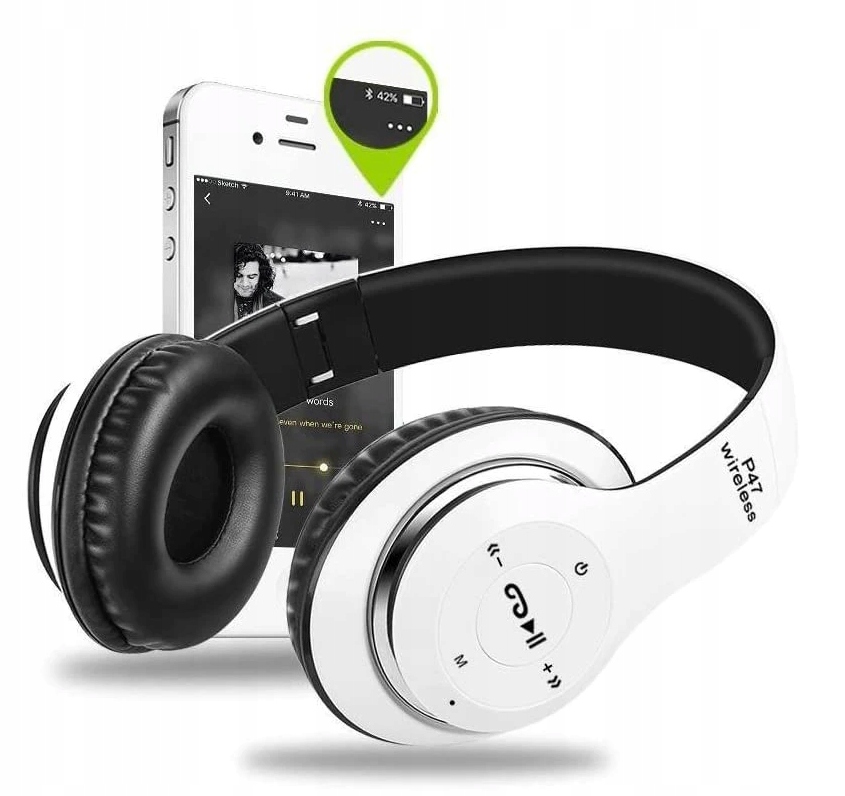 SŁUCHAWKI BEZPRZEWODOWE P47 BLUETOOTH MIKROFON MP3 nauszne GAMINGOWE Marka P-47