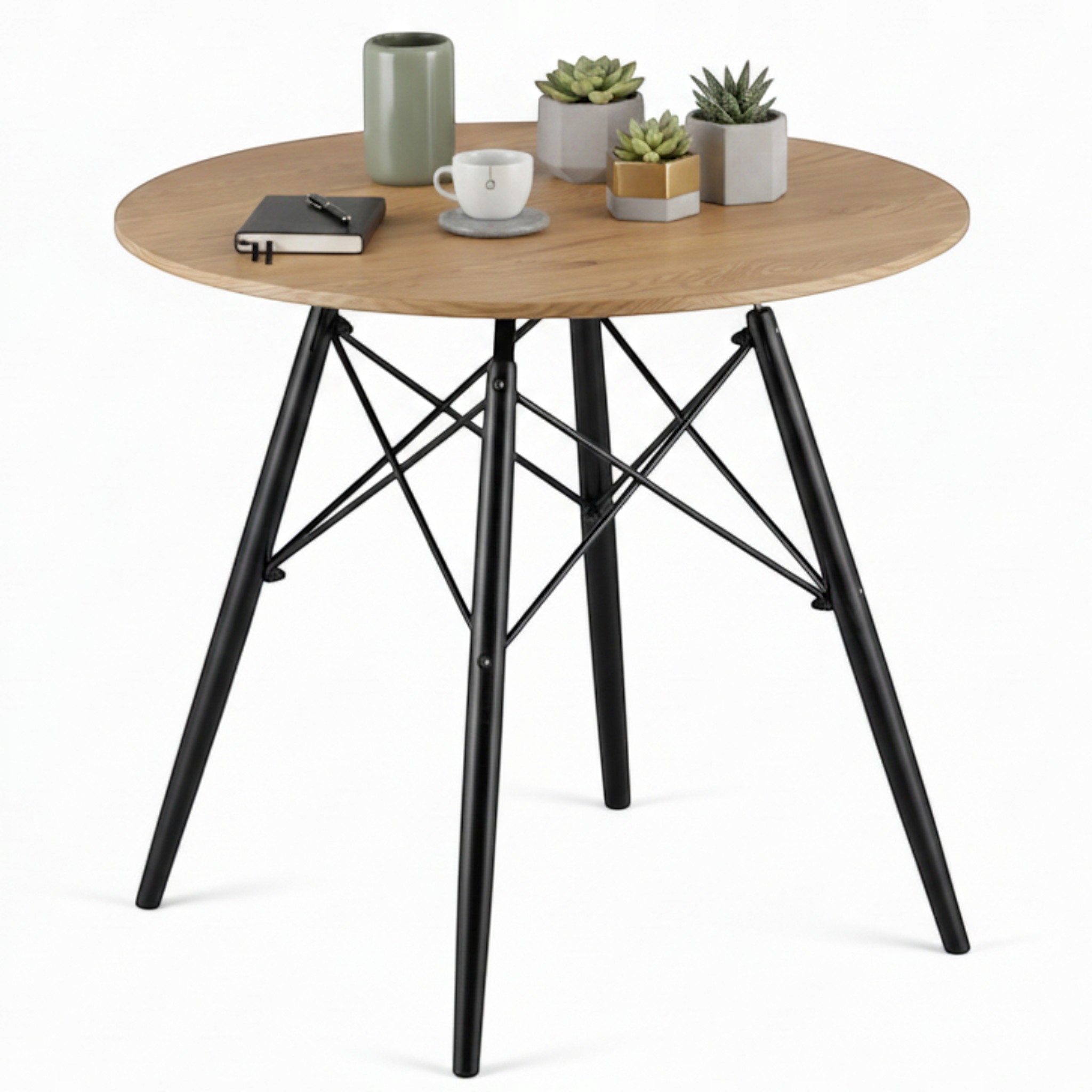 Stůl Kulatý Skandinávský Jídelna Obývací pokoj 80 cm Dubový Kuchyňský Moderní