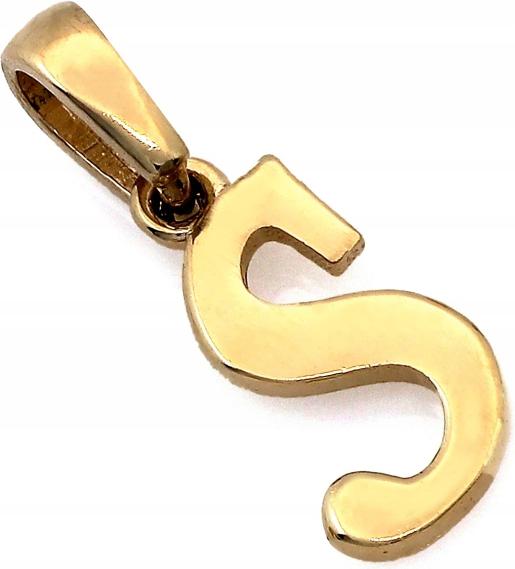 Přívěsek zlaté písmeno 585 přívěsek s písmenem S bez kamenů 14K jako dárek