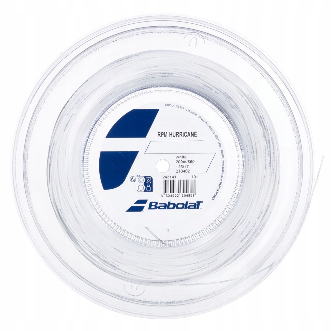 Tenisový výplet Babolat Rpm Hurricane cívka 200 m.bílá 1,25 mm