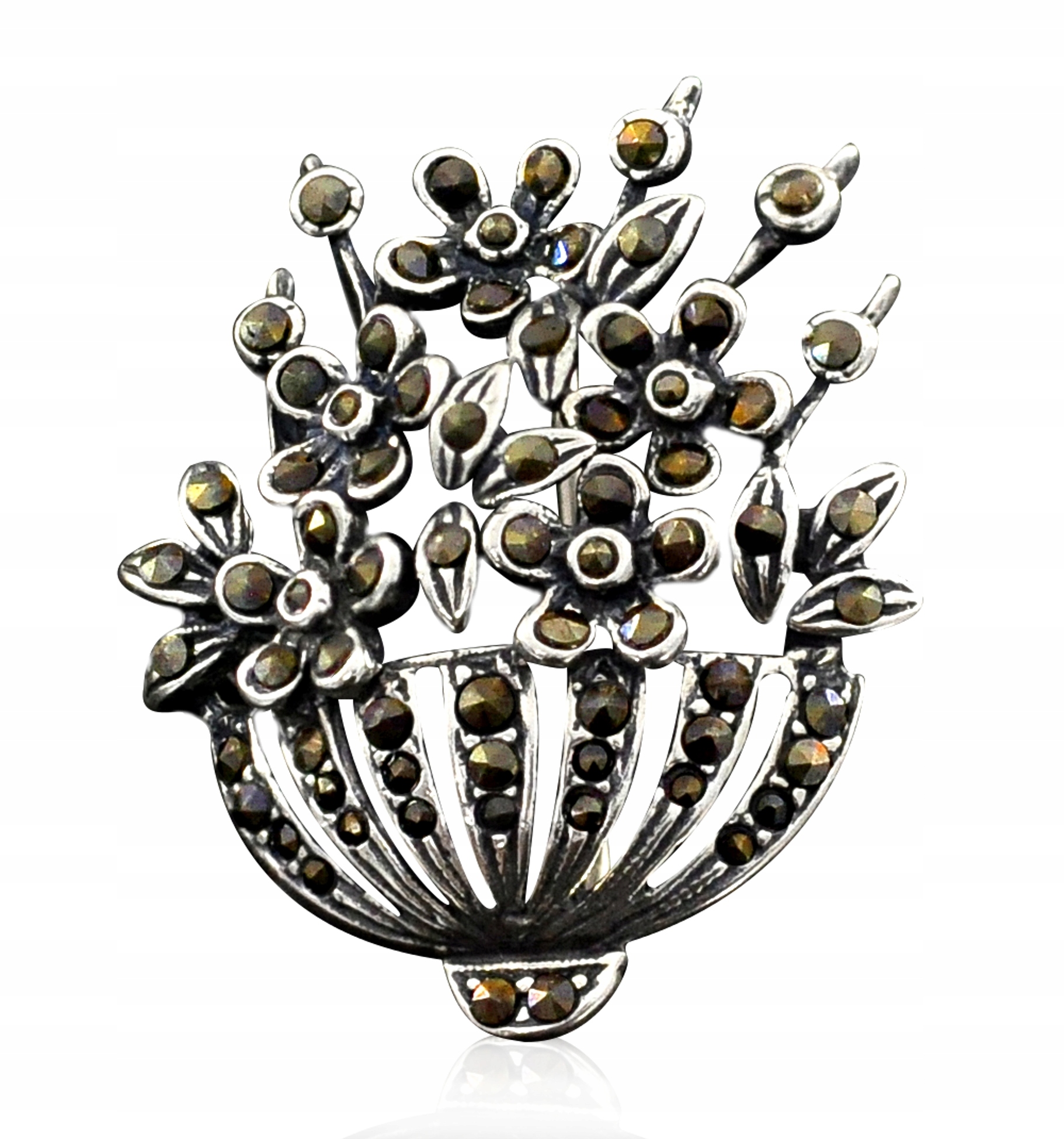 Stará Ažurová Brož Rostlinka Stříbro PR.925