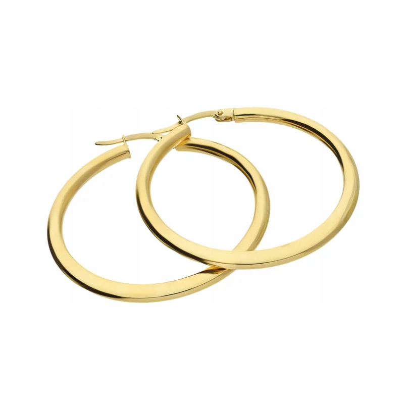 Dámské zlaté náušnice 585, stylové lesklé kruhy jako dárek 2,53g