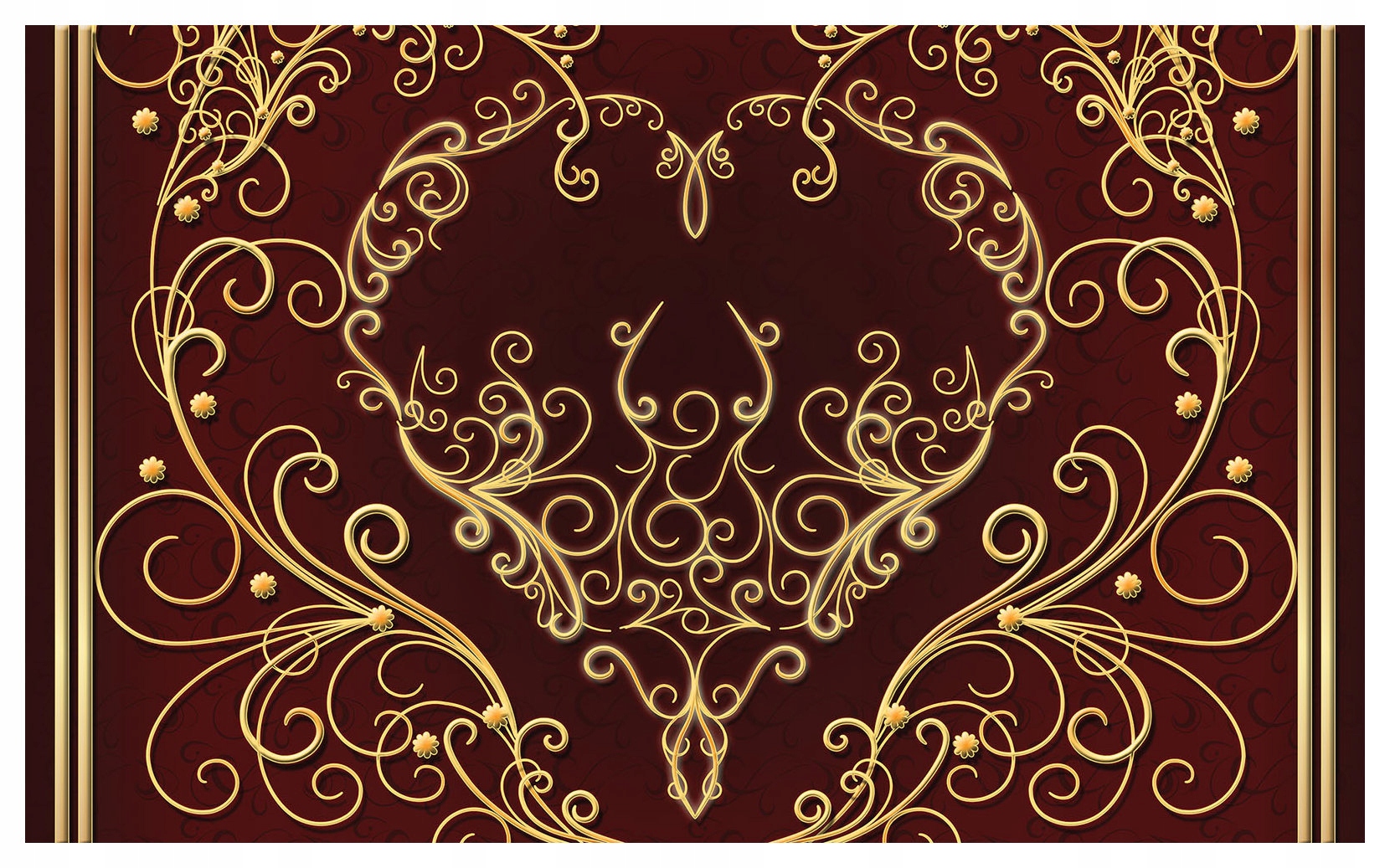 Vliesová fototapeta Bordový ornament se zlatým vzorem 200x140 lepidlo