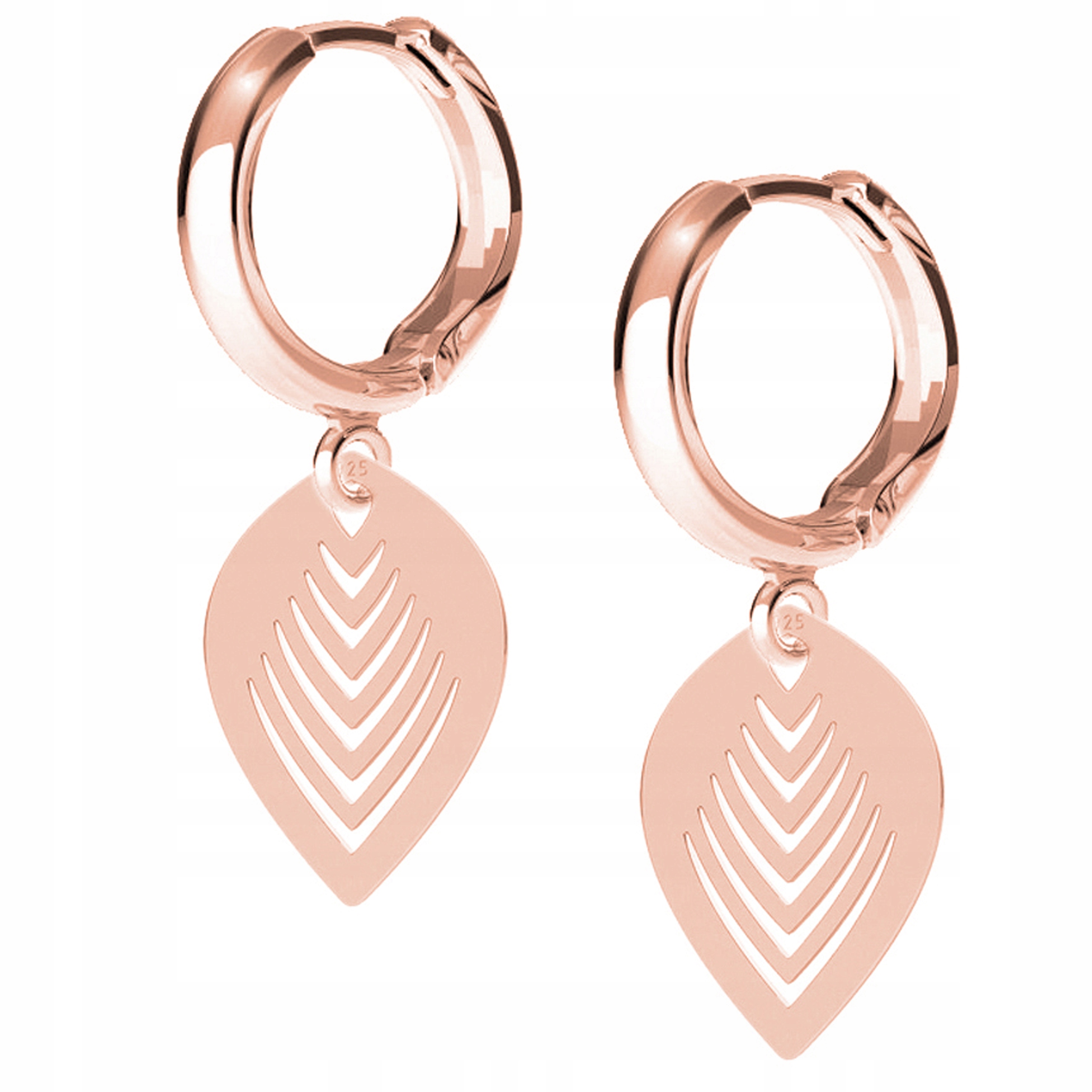 Náušnice Lístek List Růžové zlato 925