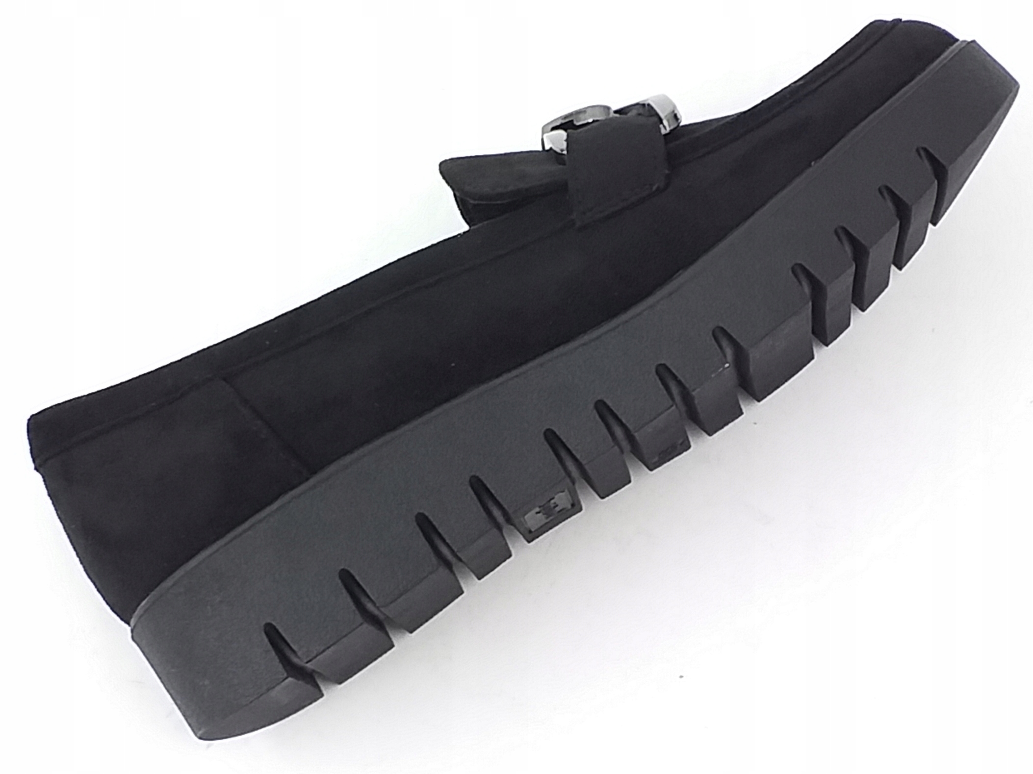 SERGIO LEONE MOKASYNY DAMSKIE ZAMSZOWE CZARNE 37 Wzór dominujący bez wzoru