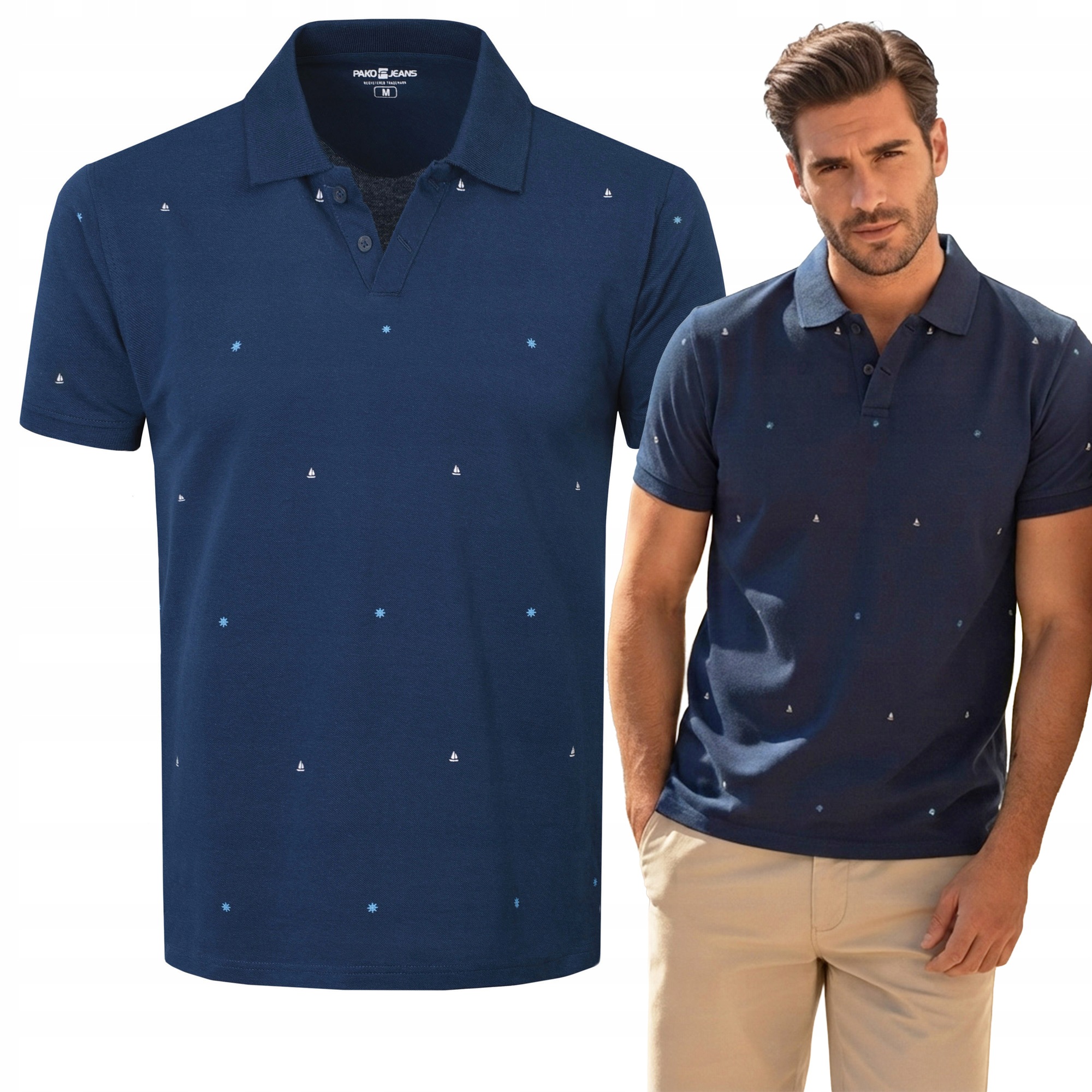 polokošile Pánské Tmavě Modré Hrubá Bavlna Complex Elegantní Pako Jeans