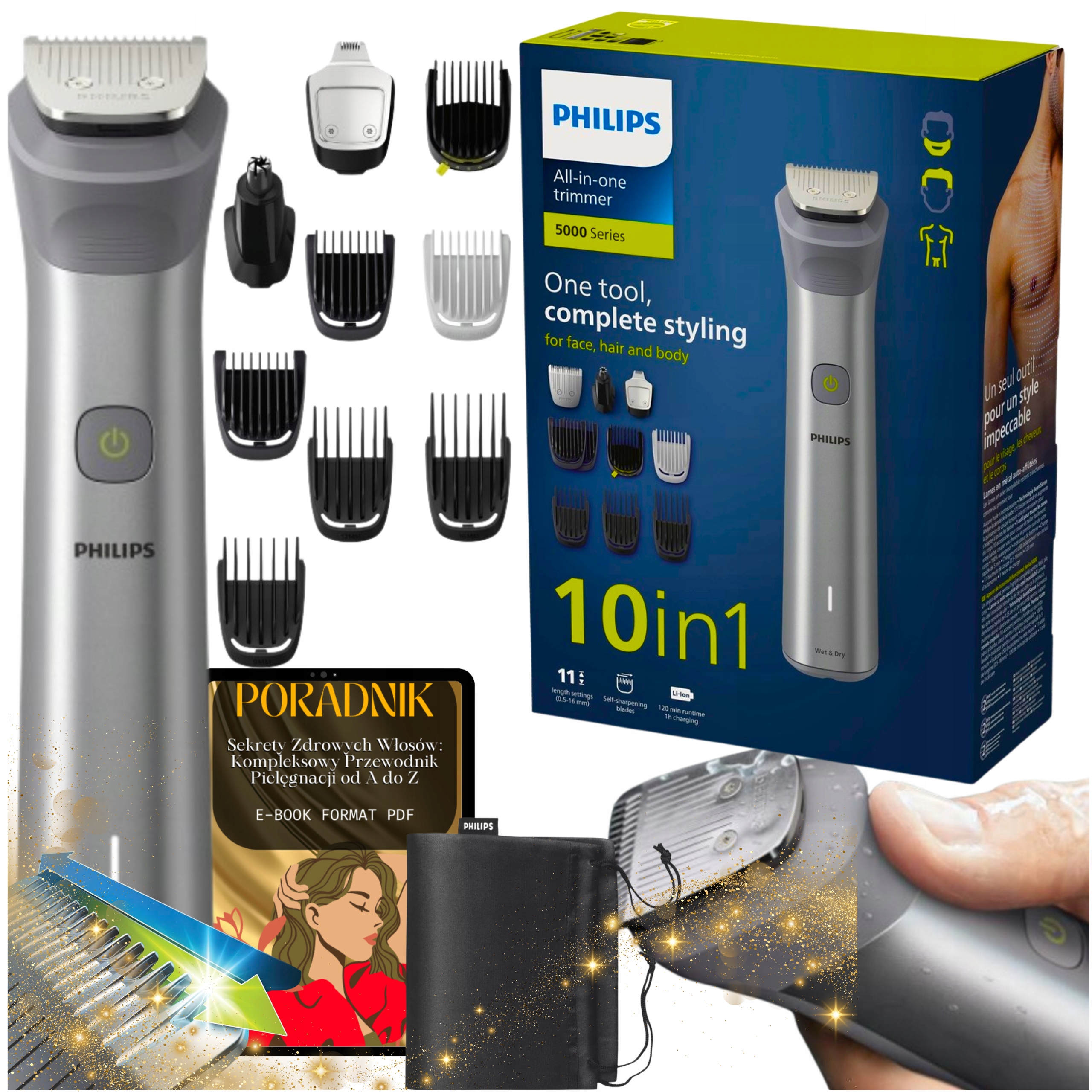 Wodoodporna Maszynka Trymer Philips Do Włosów Zarostu Brody Golarka