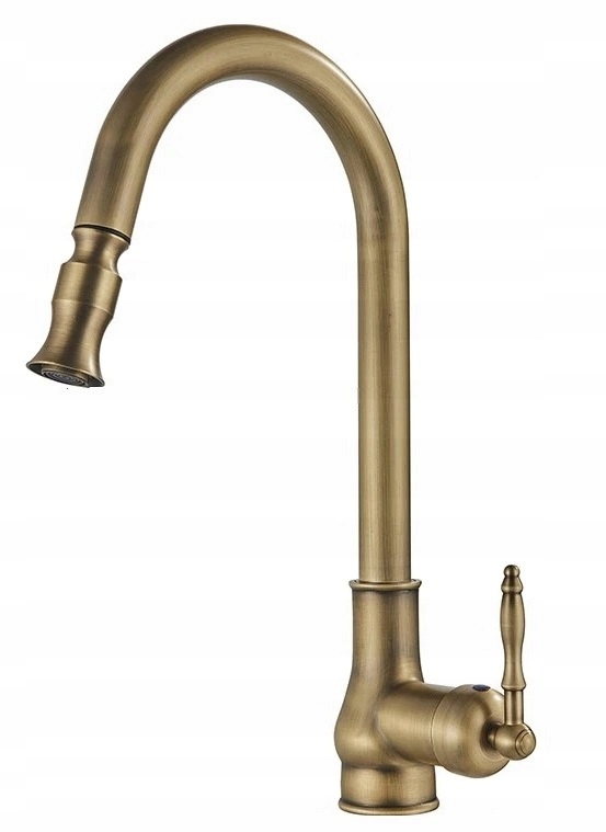 Kuchynská batéria Retro Mosadz Vyťahovacia Mosadzná Ww výtoková