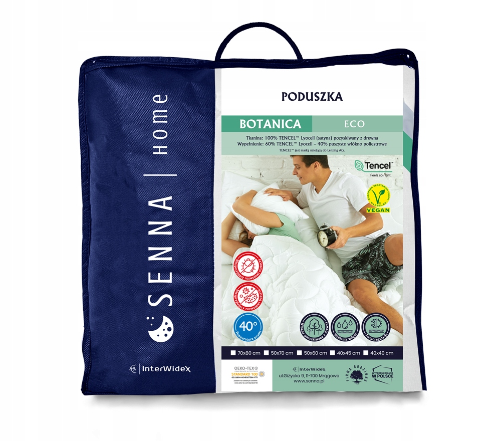 Poduszka antyalergiczna 40x45 Botanica biała Stan opakowania oryginalne