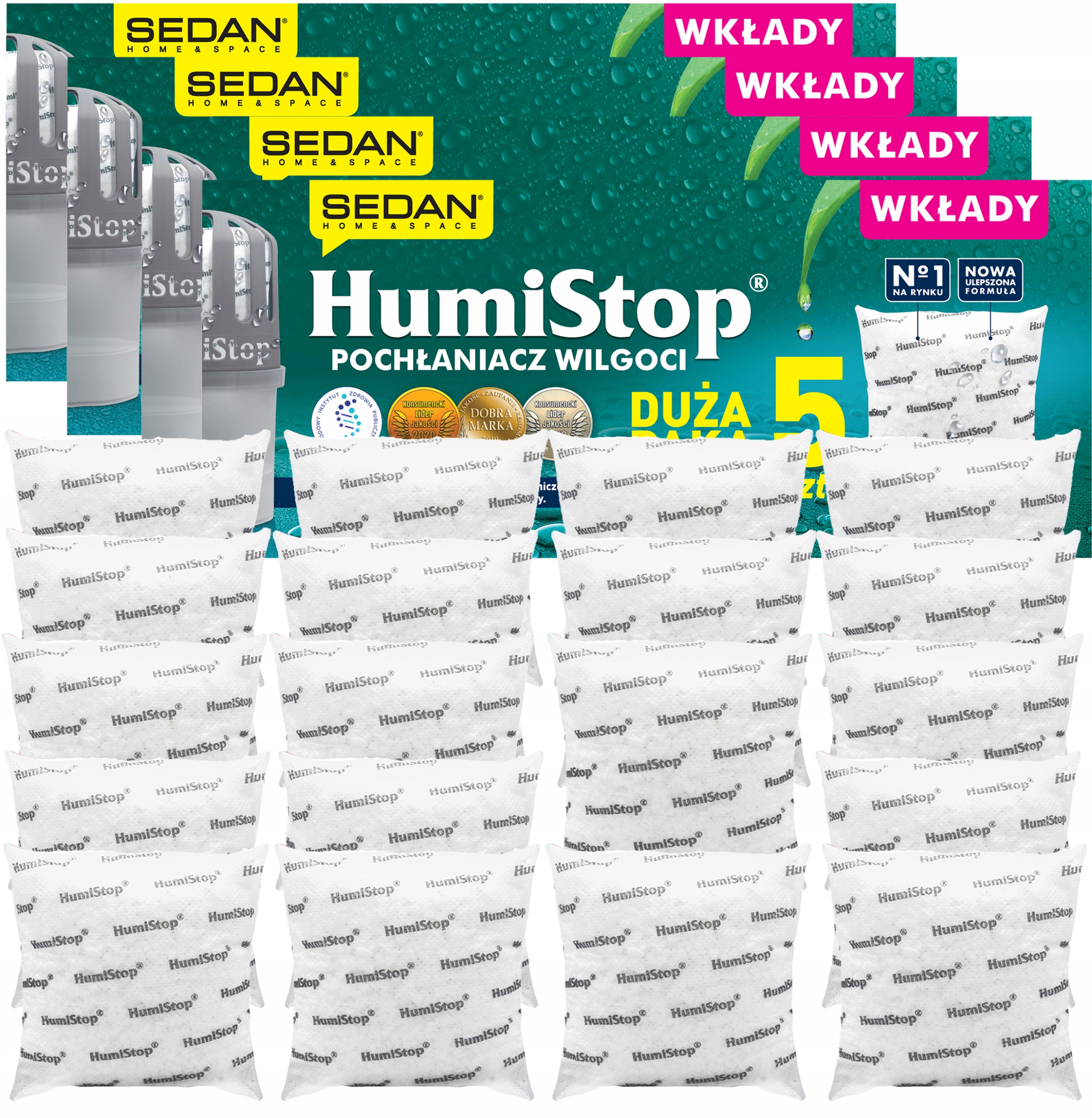 20 x Náplne do pohlcovača vlhkosti Humistop Sedan 280 g, zásoba pohlcovača