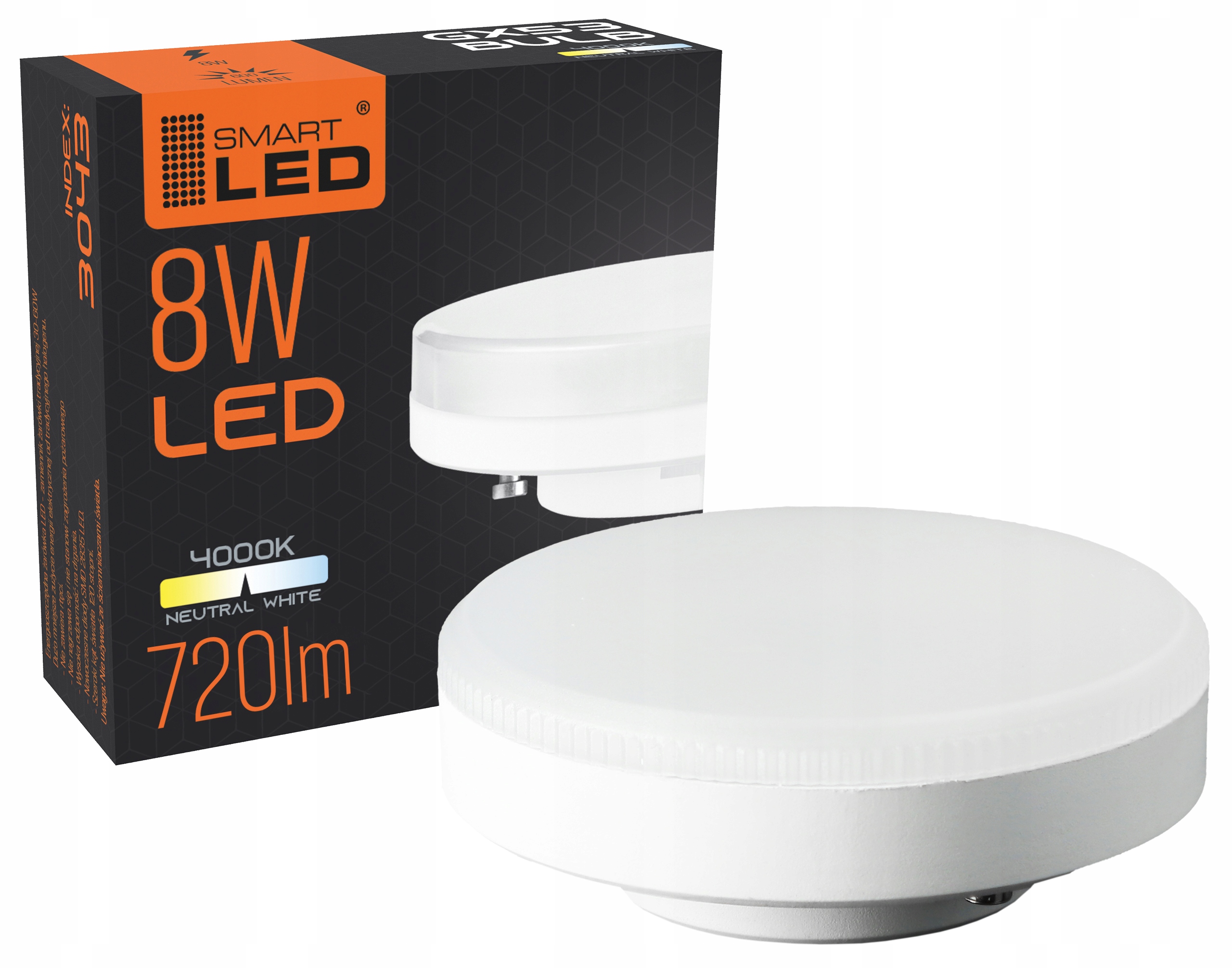

Żarówka Led halogenowa GX53 8W 720lm b. neutralna