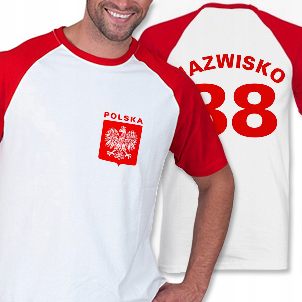 koszulka biało-czerwona + Twój nadruk - S