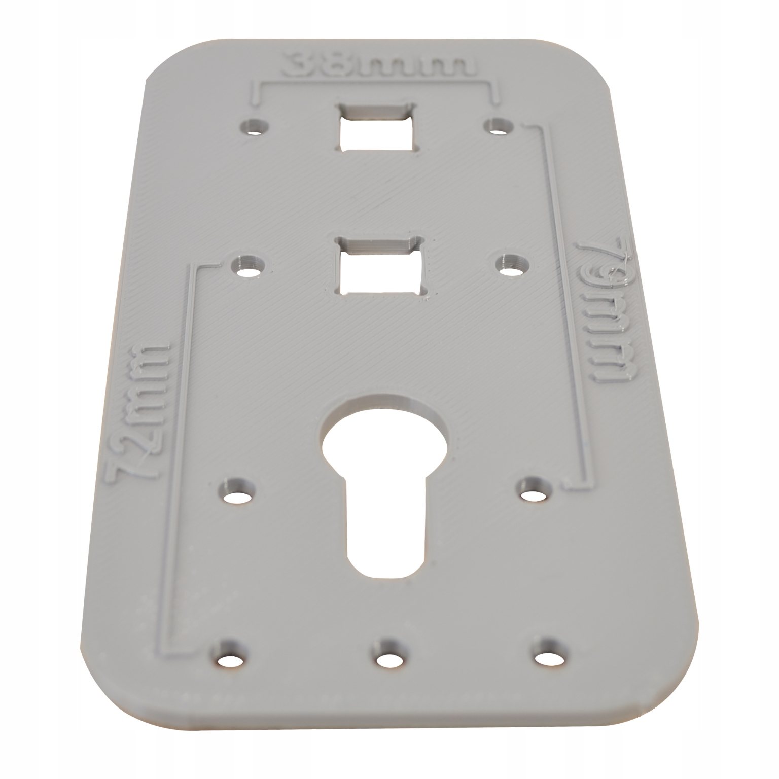 SZABLON DO MONTAŻU KLAMEK DRZWIOWYCH 72mm Kolor srebrny