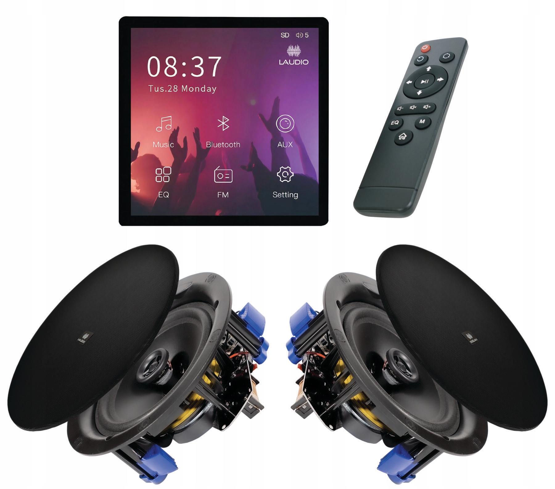 Podomítkové Rádio Laudio W20BT S Bluetooth Usb Sd Černé Reproduktory 2X 50 W