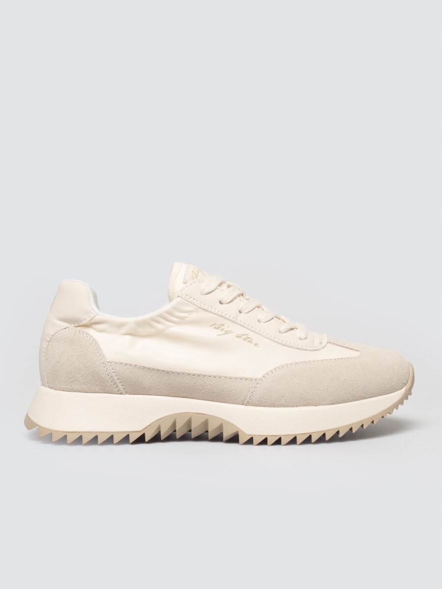 Big Star Sneakersy damskie z zamszowymi wstawkami beżowe TT274512 801 40