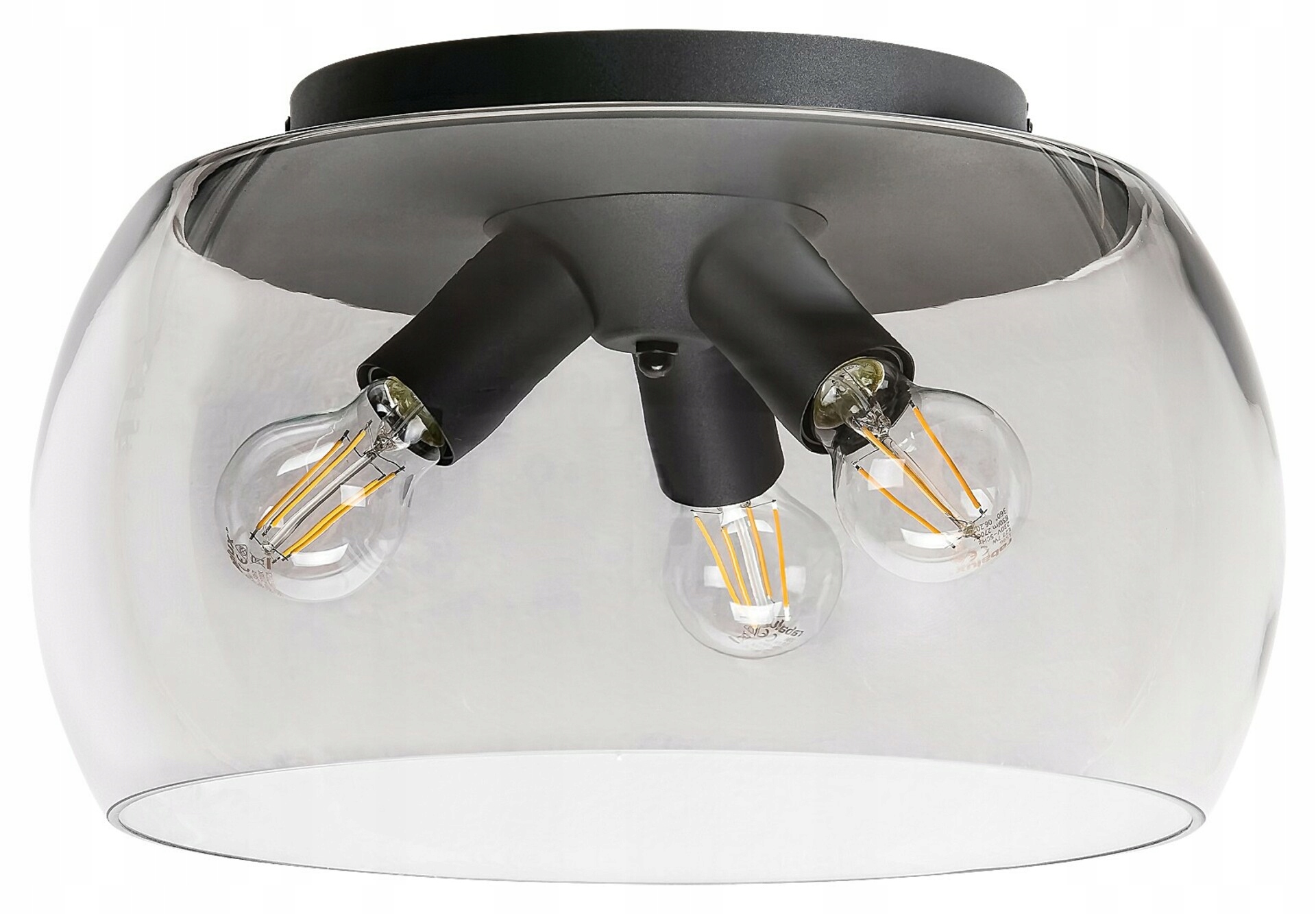 Stropné svietidlo Rabalux Ursula E27 3x40W, čierne, dymové sklo