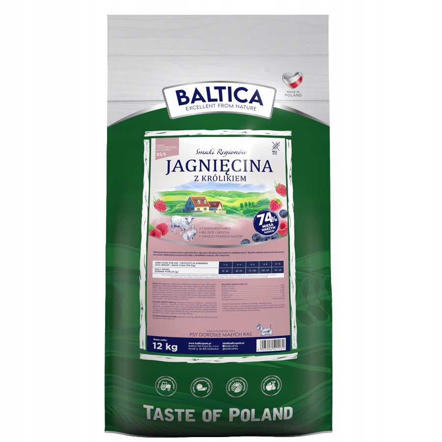 Levně Baltica Chutě regionů Jehněčí s králíkem Xs/s 12 kg