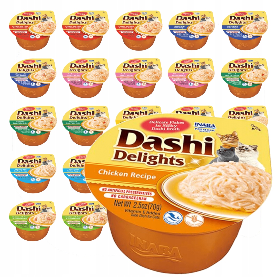 Inaba Cat Dashi Delights 24x70g Przysmak Dla Kota w Bulionie Mix Smaków