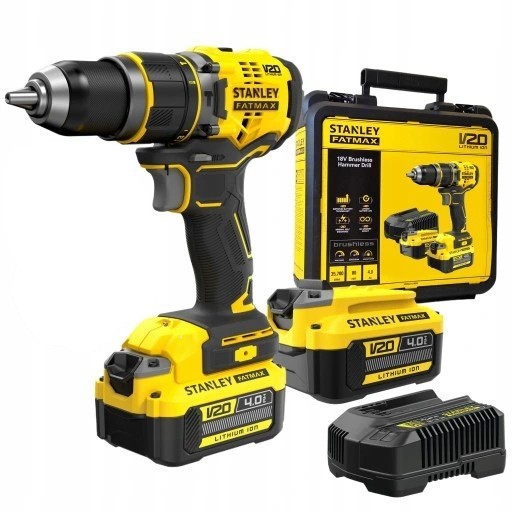 Wiertarko-wkrętarka Stanley Fatmax V20 18V zestaw 2x4.0Ah SFMCD721M2K