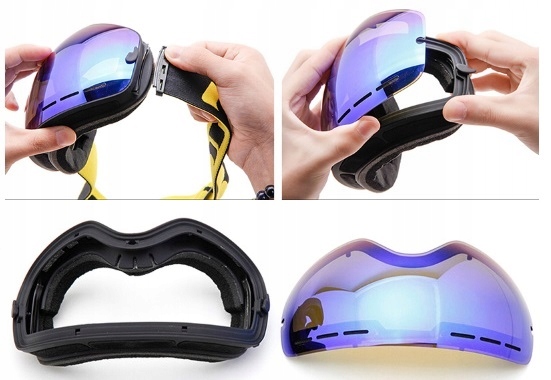 GOGLE NARCIARSKIE SNOWBOARDOWE 4Fun NIEBIESKIE + SZYBKA żółta Płeć produkt uniseks