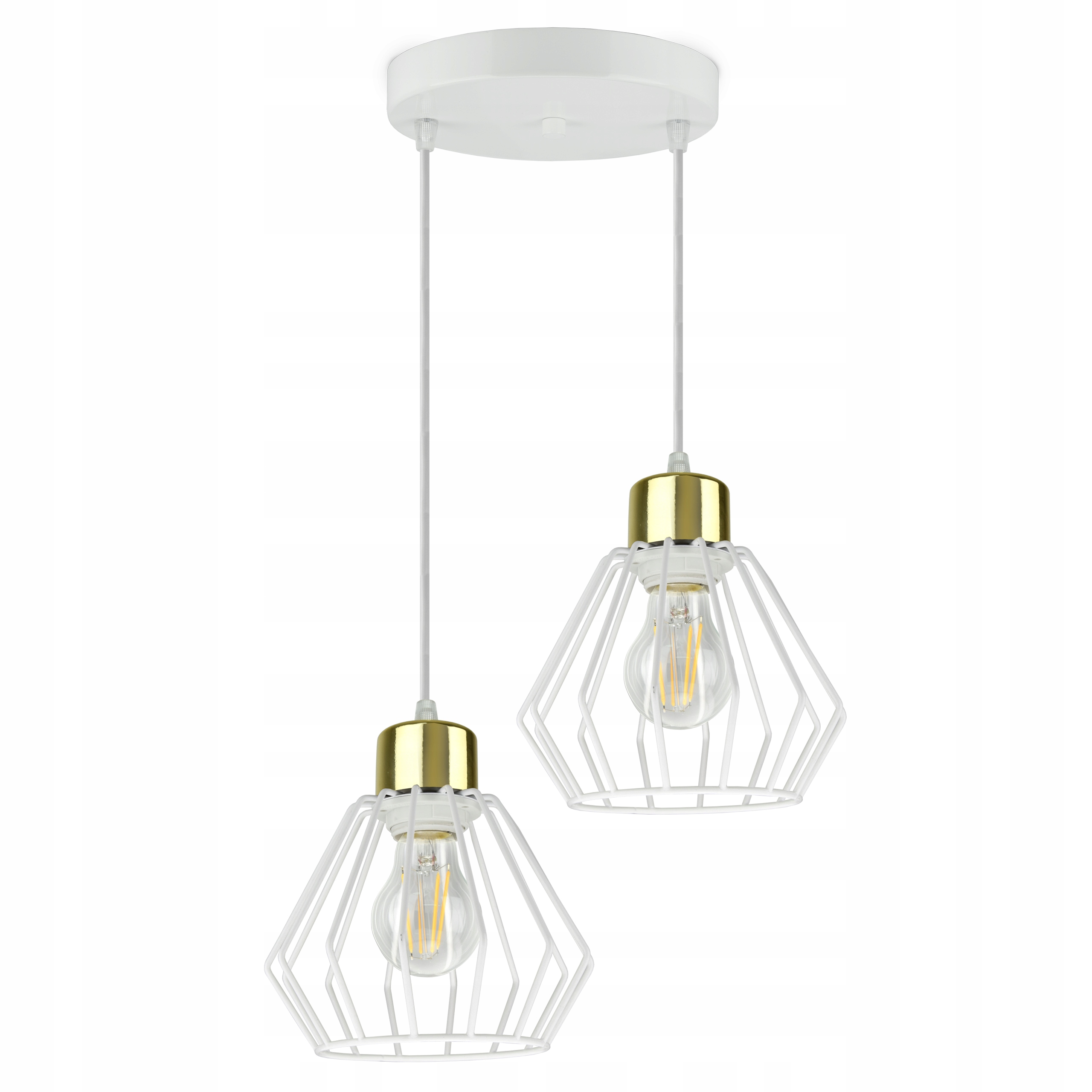 

Lampa Wisząca Żyrandol Loft Druciany Biała Złota