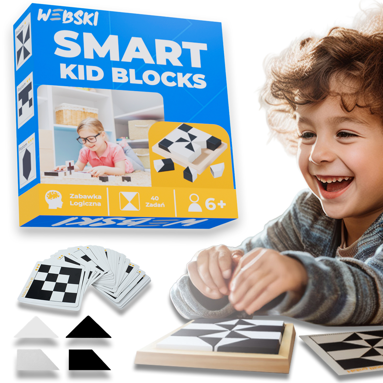 Edukacyjno-Logiczna ZABAWKA STEM Drewniane KLOCKI Smart Kid Block by Webski