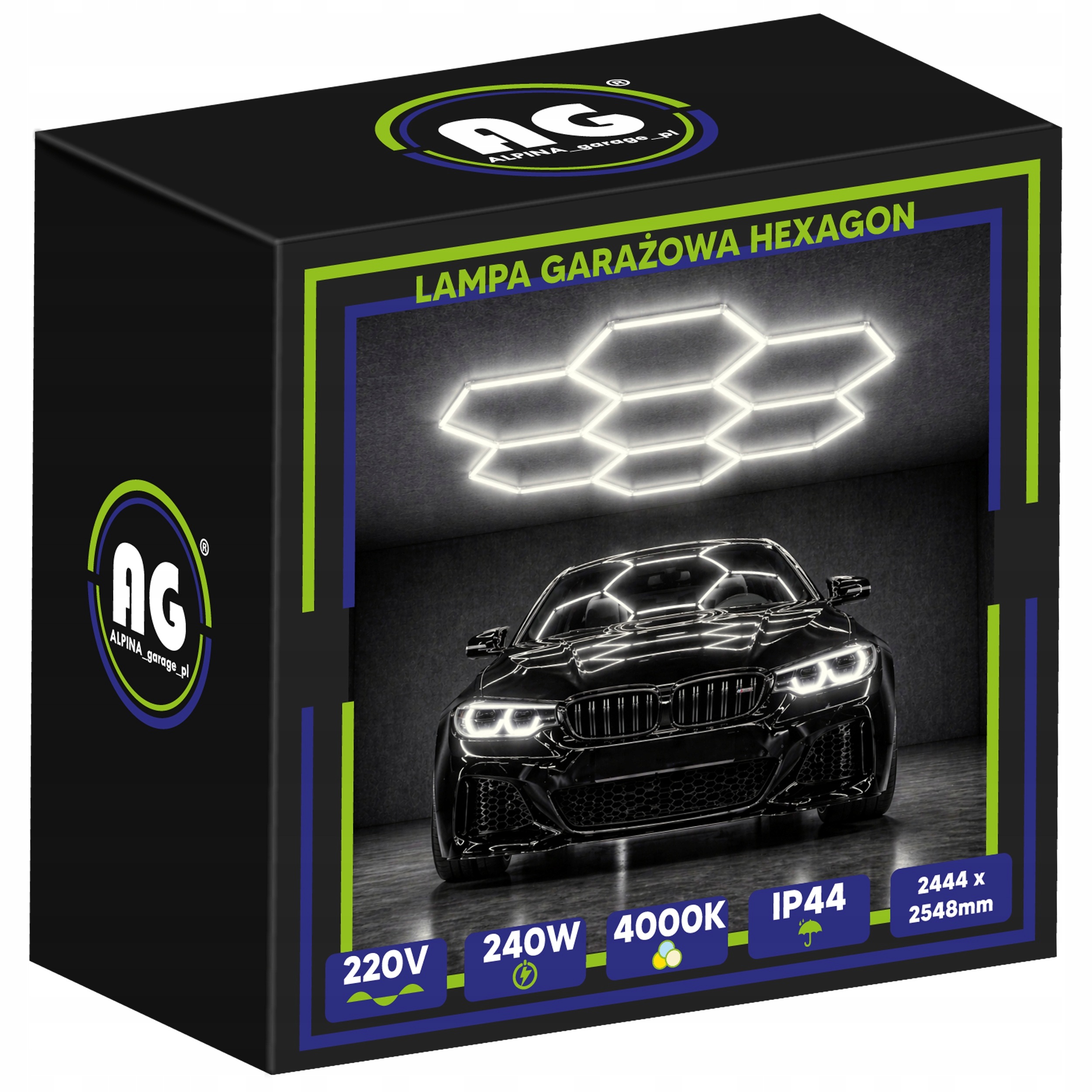 Led Lampa Hexagón Včelí Plást pre garáž a dielňu 240W 4000K 244x245 cm