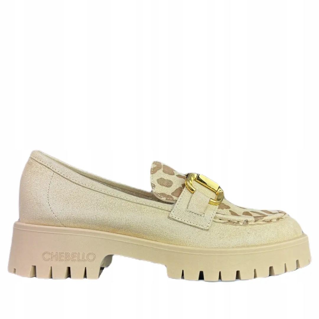 Dámské mokasíny CheBello 4545-517-518-PSK-S173 zlatá panterka velikost 39, Béžová