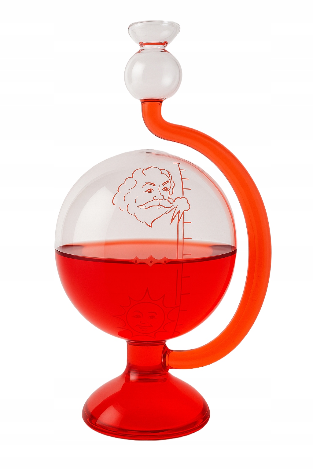 Skleněný barometr Goethe na stůl červený