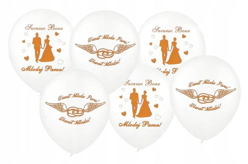 

Balony białe Młodej parze 6 szt ślub wesele 30 cm