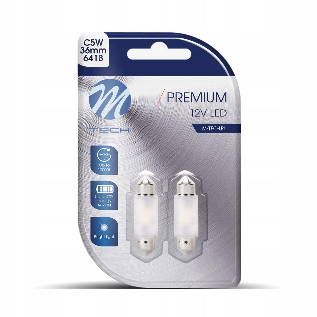 Żarówki C5W 36mm Led 12V 2xSMD2835 białe Canbus M-tech 2szt.