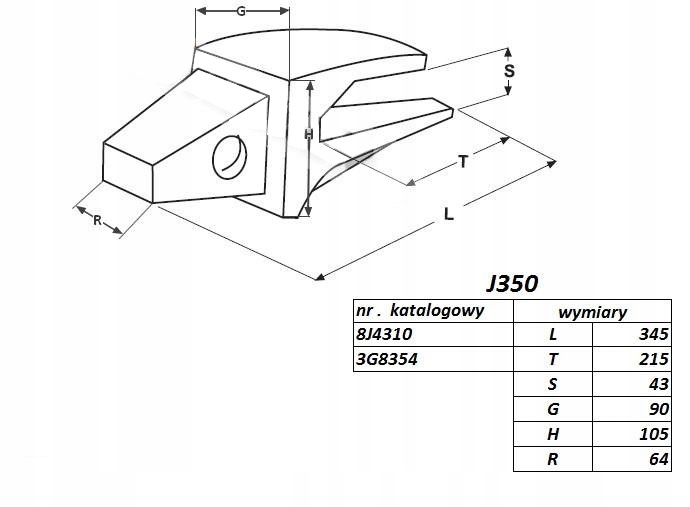 Адаптер зуба системы Cat J350 экскаватор 3G8354