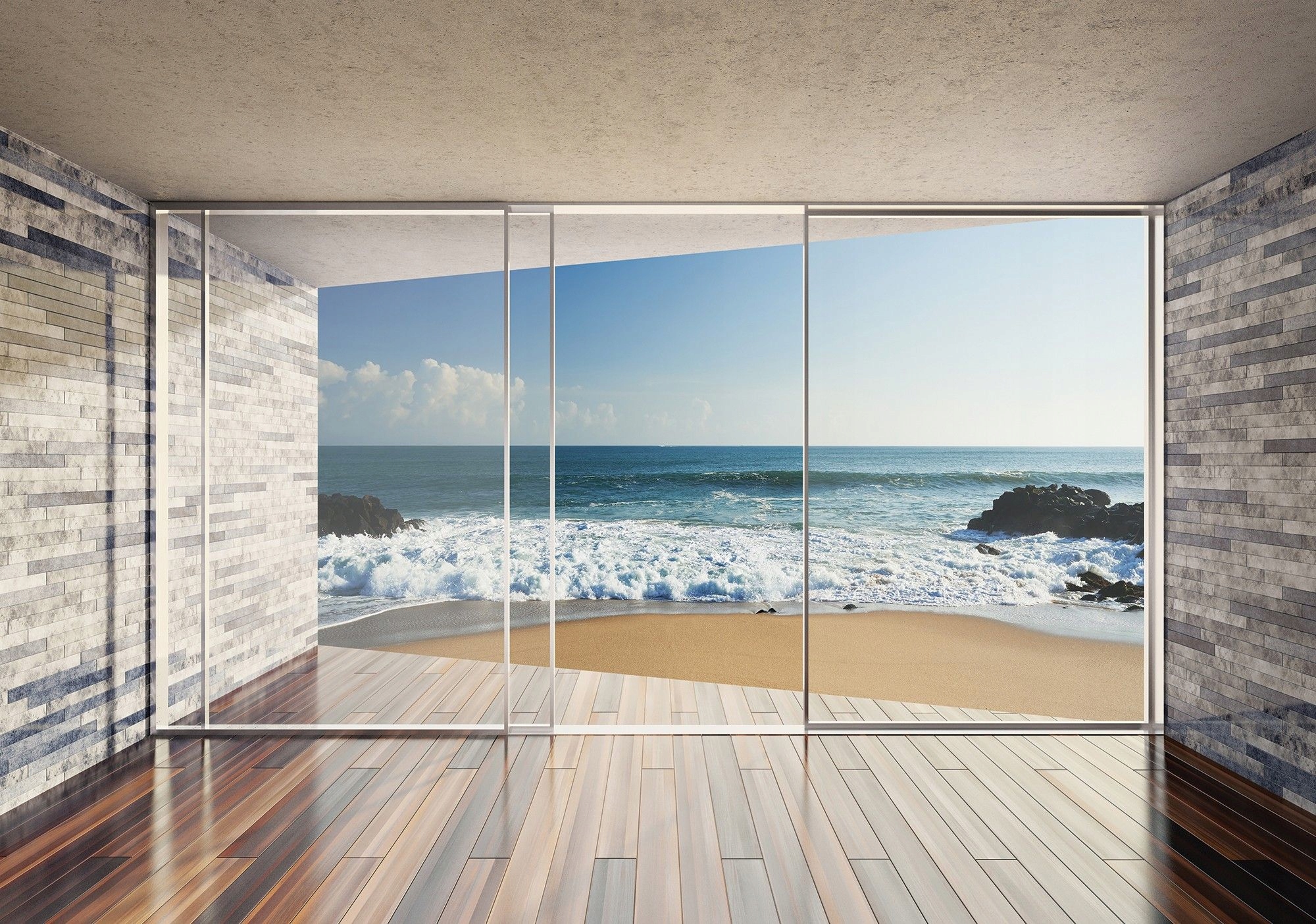 Fototapeta modrá flizelina Panorama oceánu Klidná pláž 400x280 lepidlo