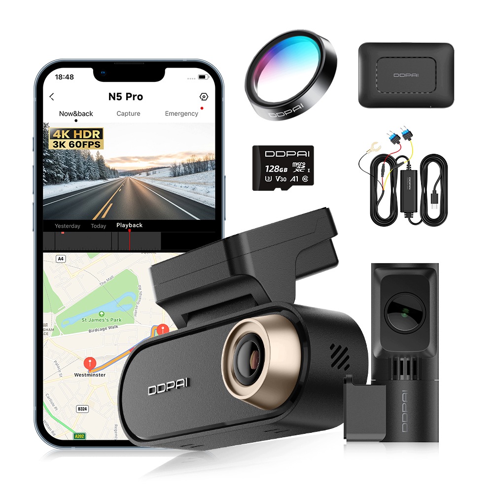 Videorekordér Ddpai N5 Pro Kamera 4K Hdr 2K Zadní Modul 4G 128GB
