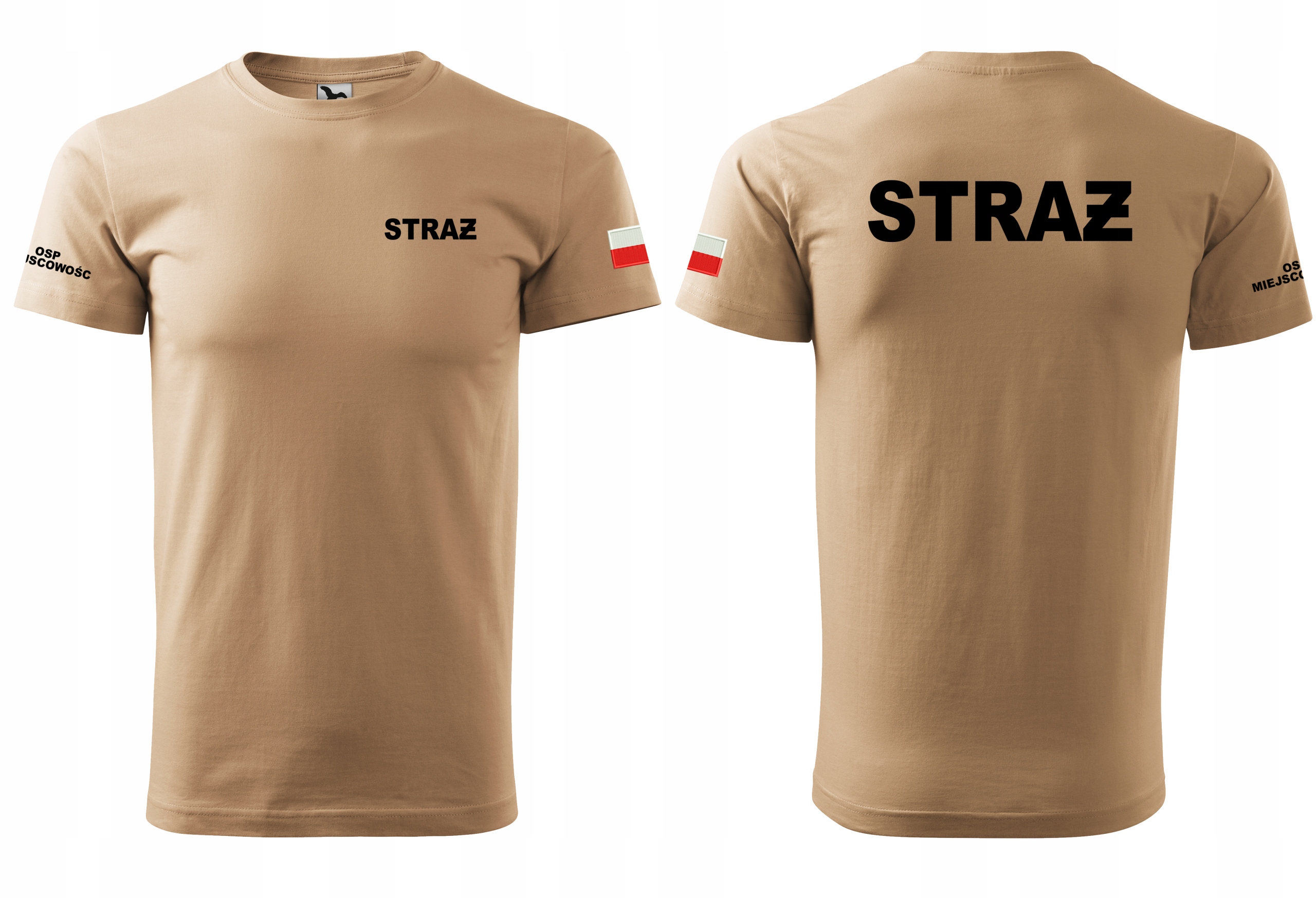 Piaskowa Koszulka STRAŻACKA STRAŻ OSP + FLAGA XL