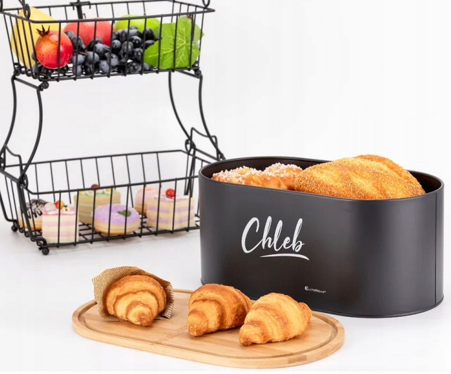 FUNKCJONALNY CHLEBAK POJEMNIK NA CHLEB + DESKA BAMBUSOWA ELITEHOFF 6012 Marka Elitehoff