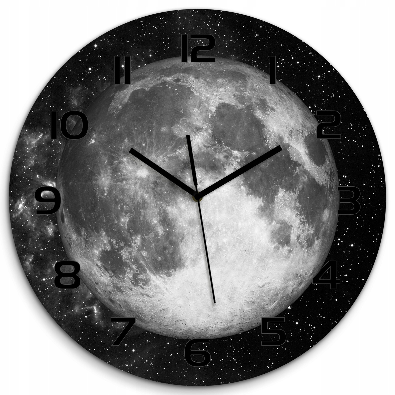 

Szklany okrągły zegar z nadrukiem Księżyc fi 60 cm