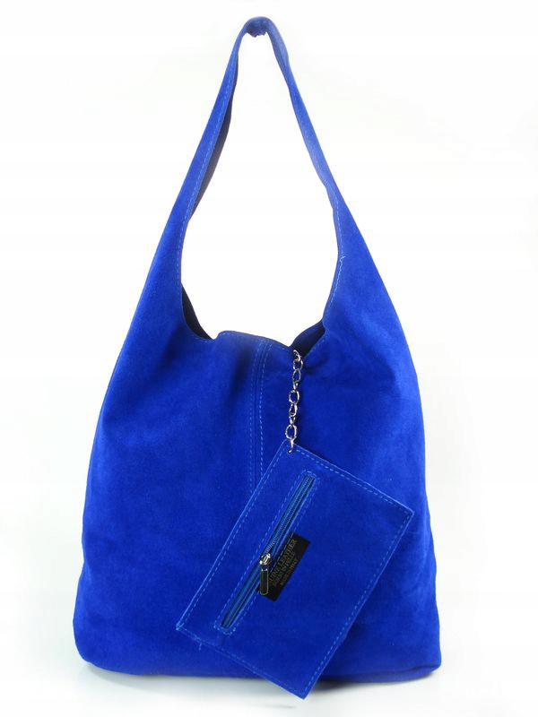 Semišová taška Vera Pelle na rameno Italská kůže Shopper Bag Chrpa