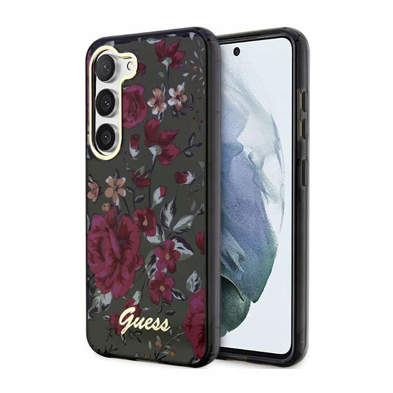Guess Flower Collection – Pouzdro pro Samsung Galaxy S23+ (khaki)