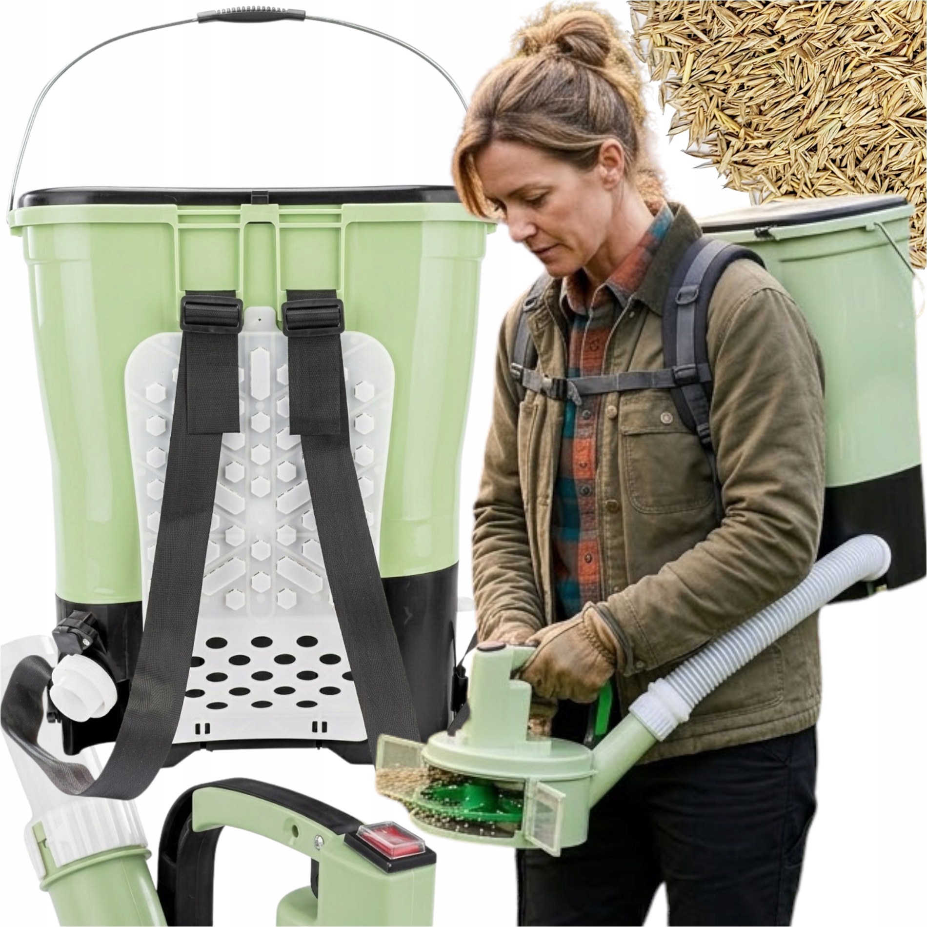 Akumulátorový Batohový Secí Stroj Pro Setí Semen Trávy Je Pohodlný