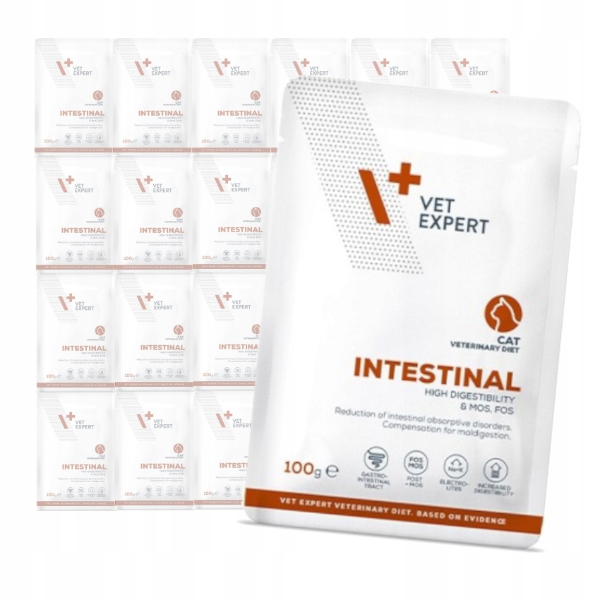 Levně Vet Expert Intestinal Krmivo pro kočky Pro Kočky Kuřecí hovězí maso 24 x 100 g