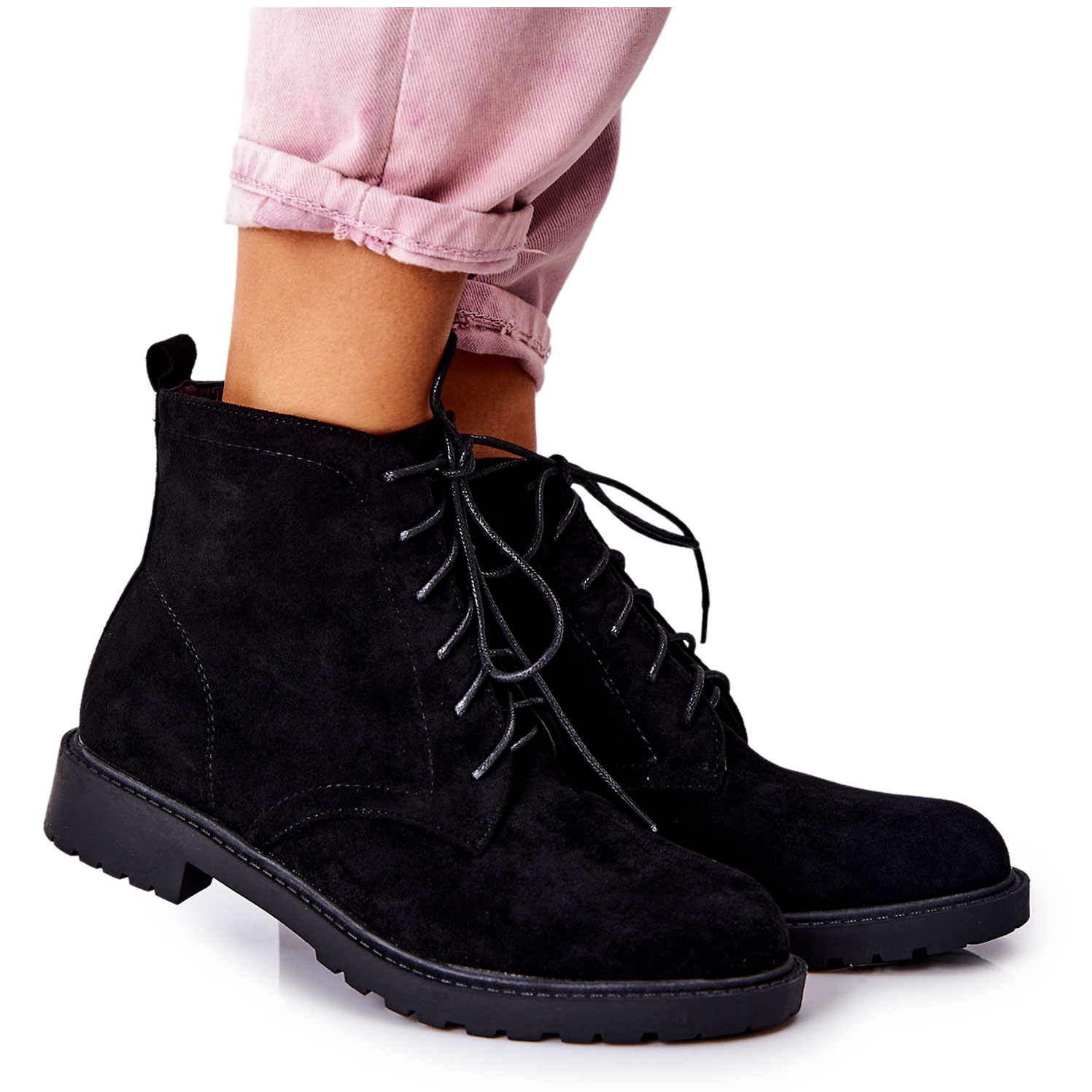 

Czarne Skóra ekologiczna Buty Botki PH1 r.38