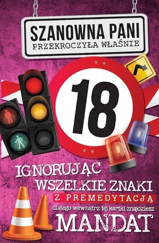 

Kartka na 18 urodziny dla dziewczyny Mandat JCX8