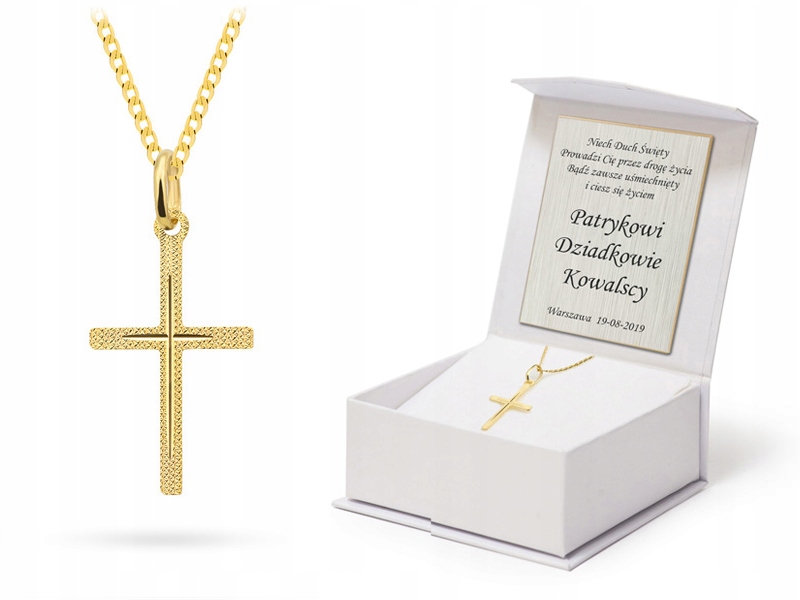 Zlatý Kříž 585 Řetízek Gravírování Svaté Přijímání