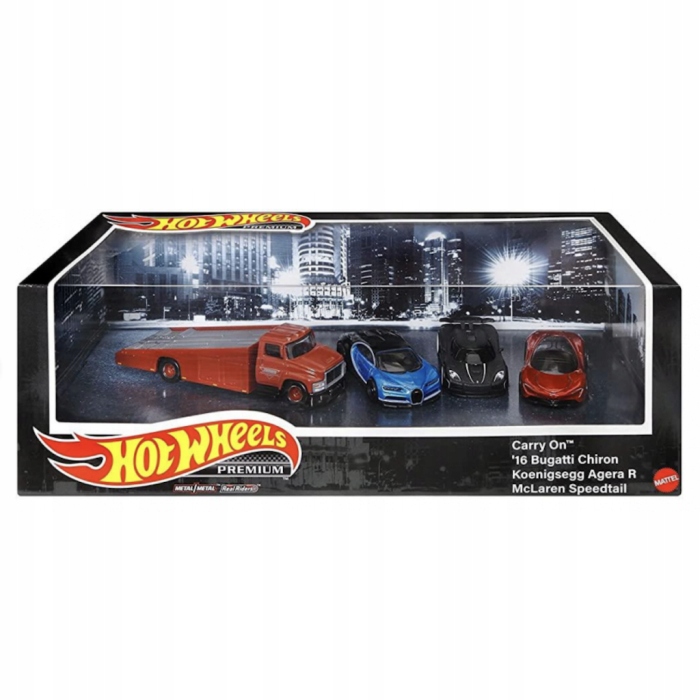 HOT WHEELS PREMIUM DIORAMA zestaw 4 autek Bugatti Koenigsegg