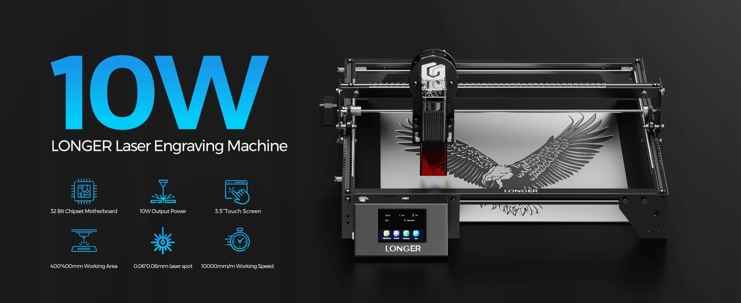 Grawer laserowy LONGER RAY5 10W 400x400mm DIY+LONGER platforma robocza Kod producenta LONGER RAY5 10W+LONGER platforma robocza+Gift