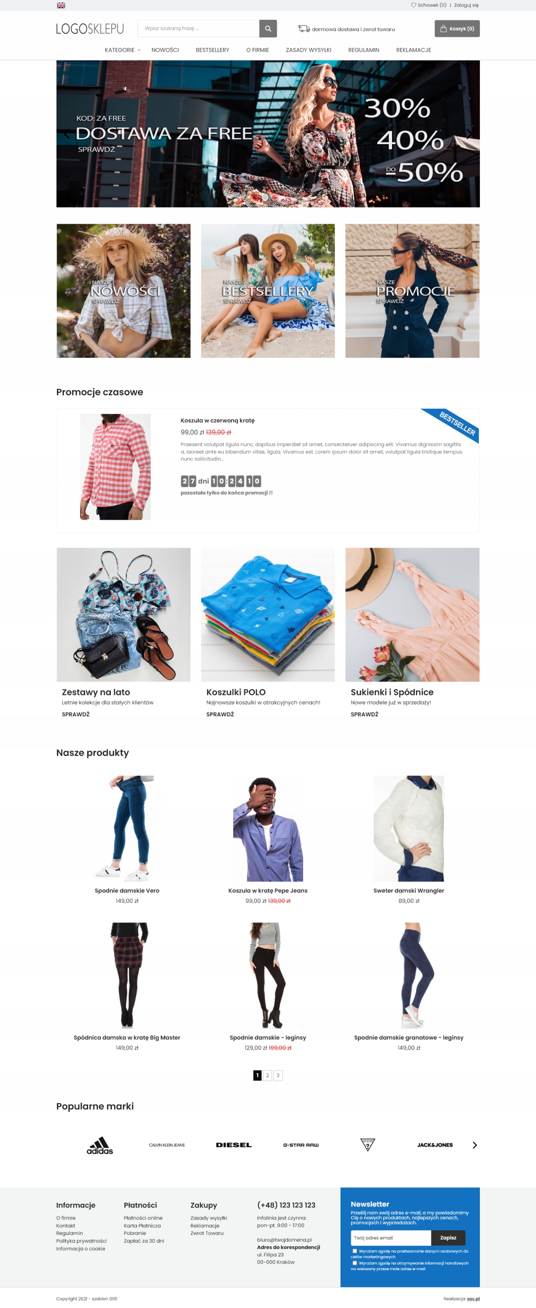 SKLEP INTERNETOWY + SZABLON PREMIUM005 +INTEGRACJE Rodzaj serwisy internetowe