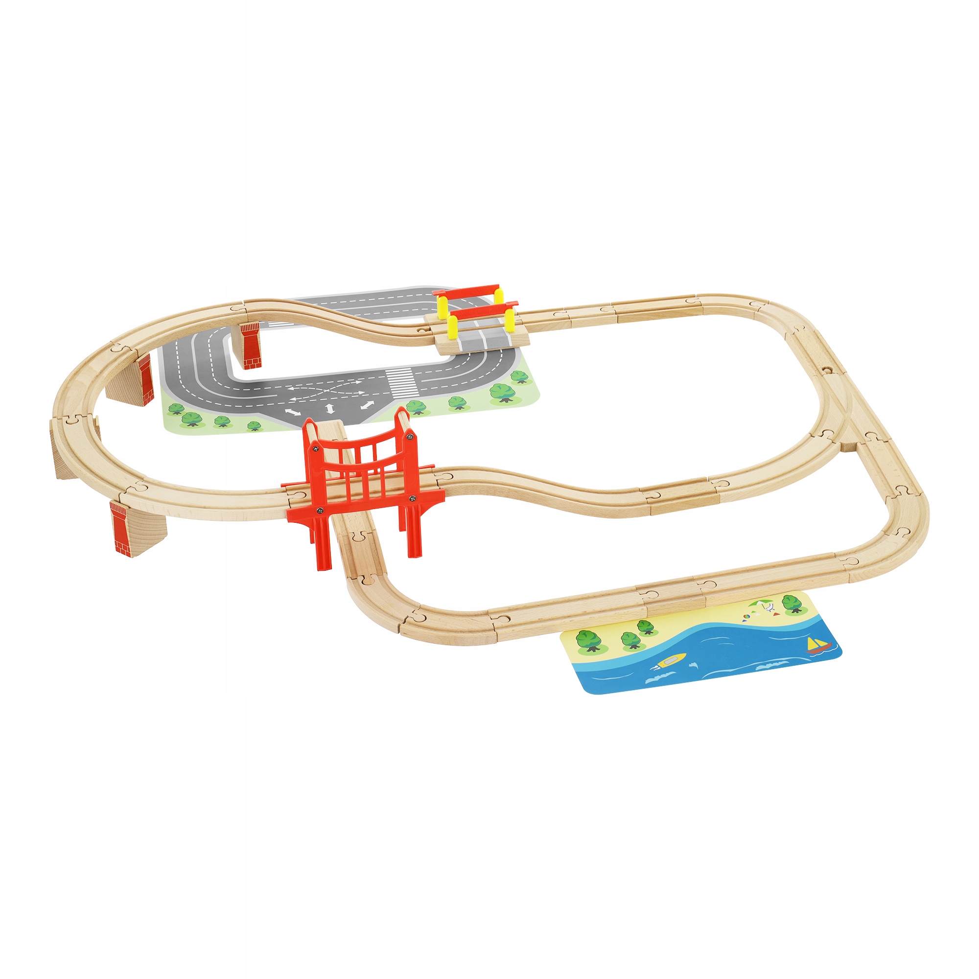 DREWNIANE MIASTECZKO Z KOLEJKĄ POCIĄG NA MAGNES Marka inna