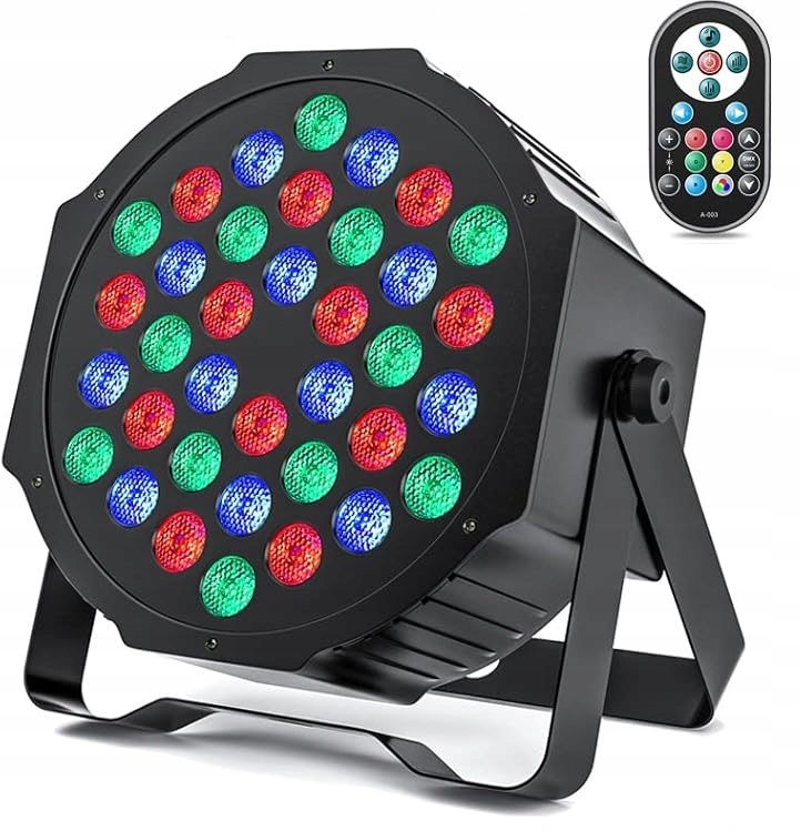 REFLEKTOR SCENICZNY DYSKOTEKOWY 36 LED OŚWIETLENIE IMPREZOWE RGB DMX +PILOT